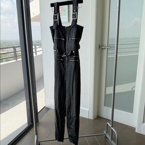 WeWoreWhat Black Utility Buckle-Strap Jumpsuit